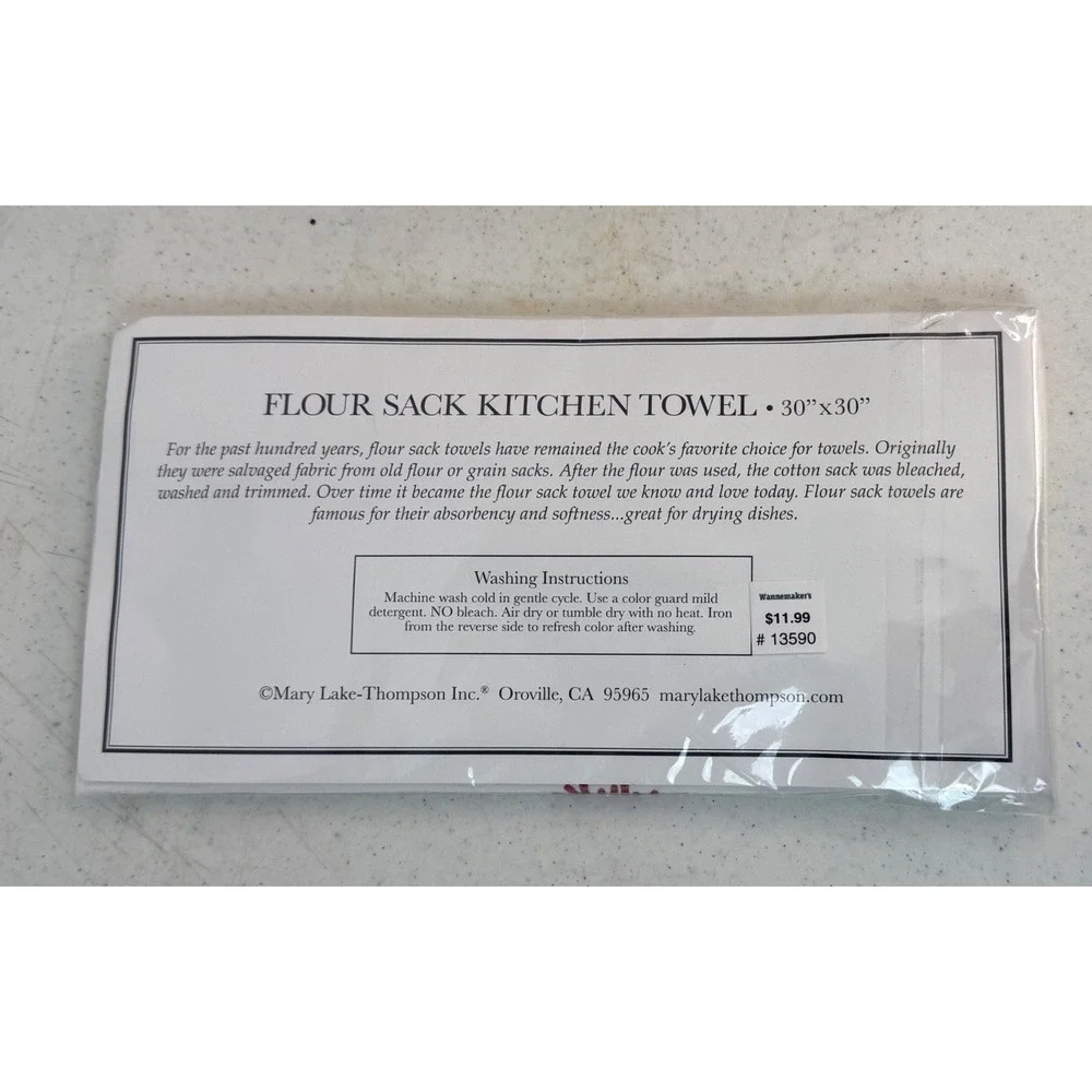Flour Sack Kitchen Towel 30x30 Mary Lake-Thompson White Black Lab Patriotic NEW